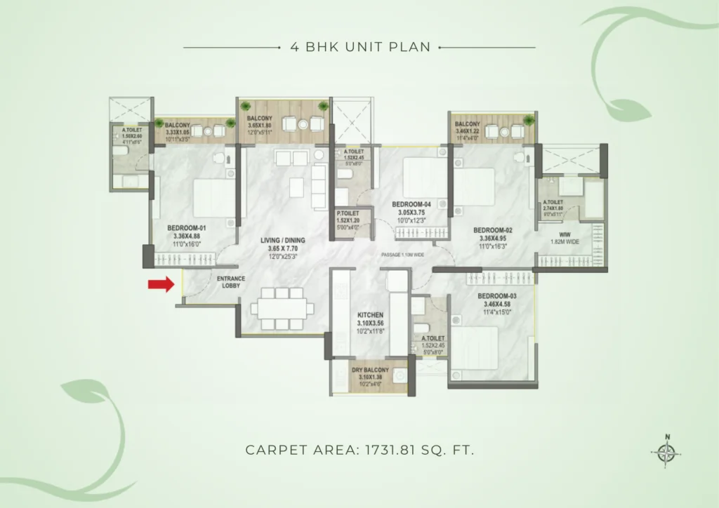 4 BHK Floor Plan